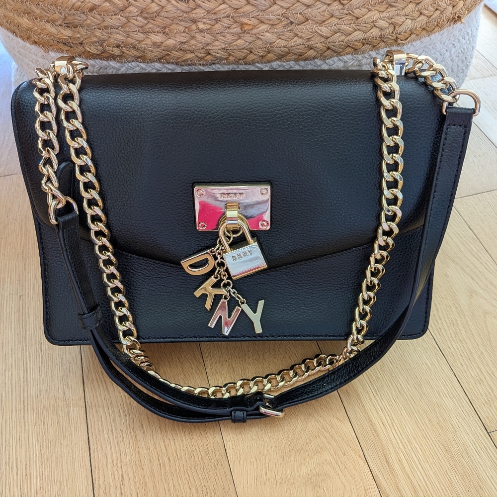DKNY Elissa Black Leather Shoulder Bag
